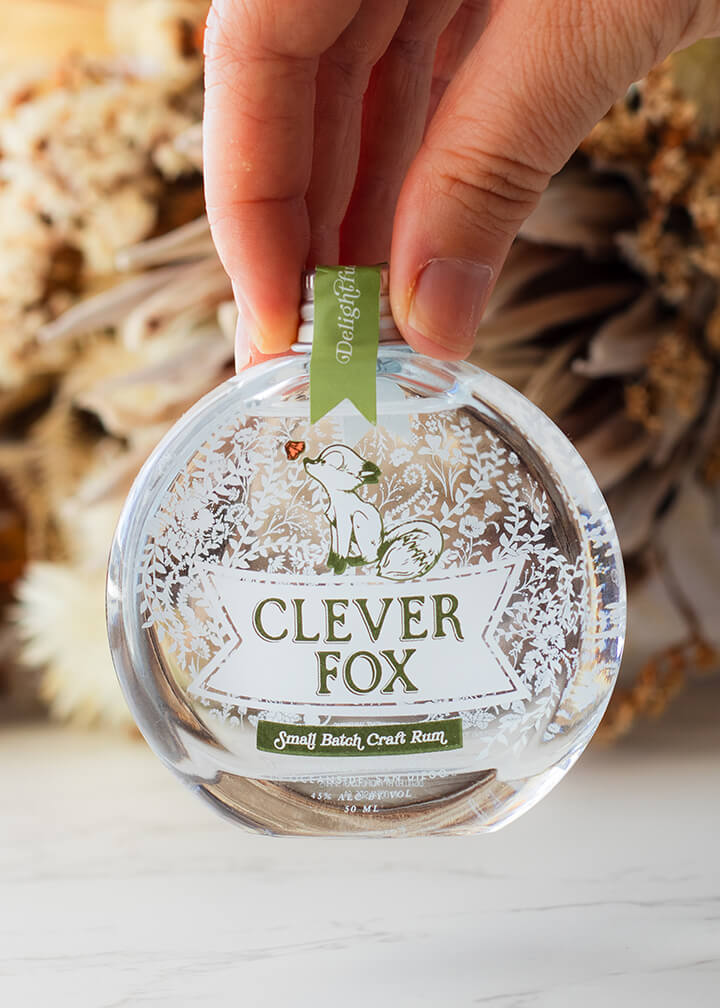 Beautiful Mini Alcohol Bottles - Clever Fox Rum Nips - Silver 50ml